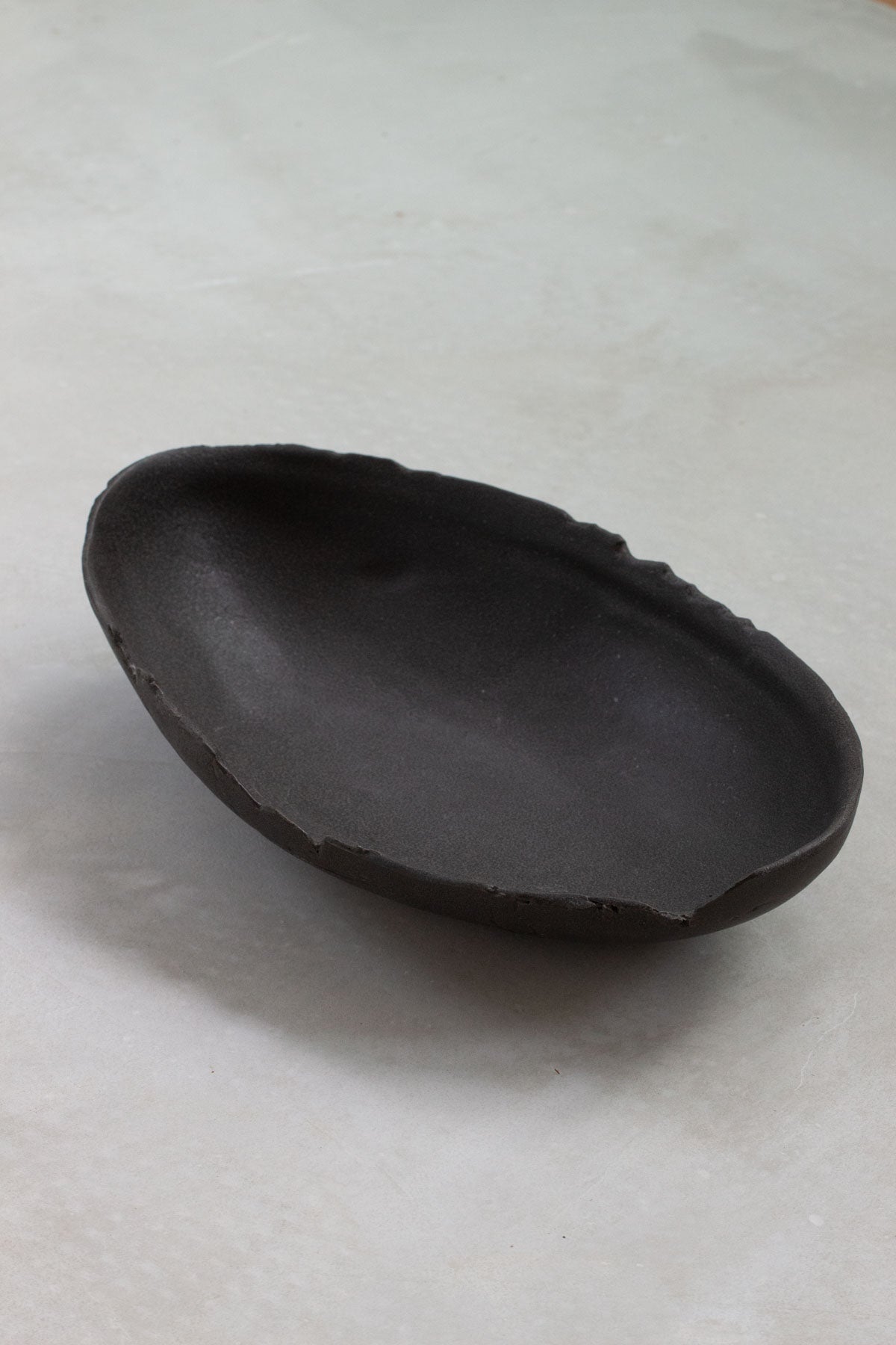 Charcoal Oval Handbuilt Bowl