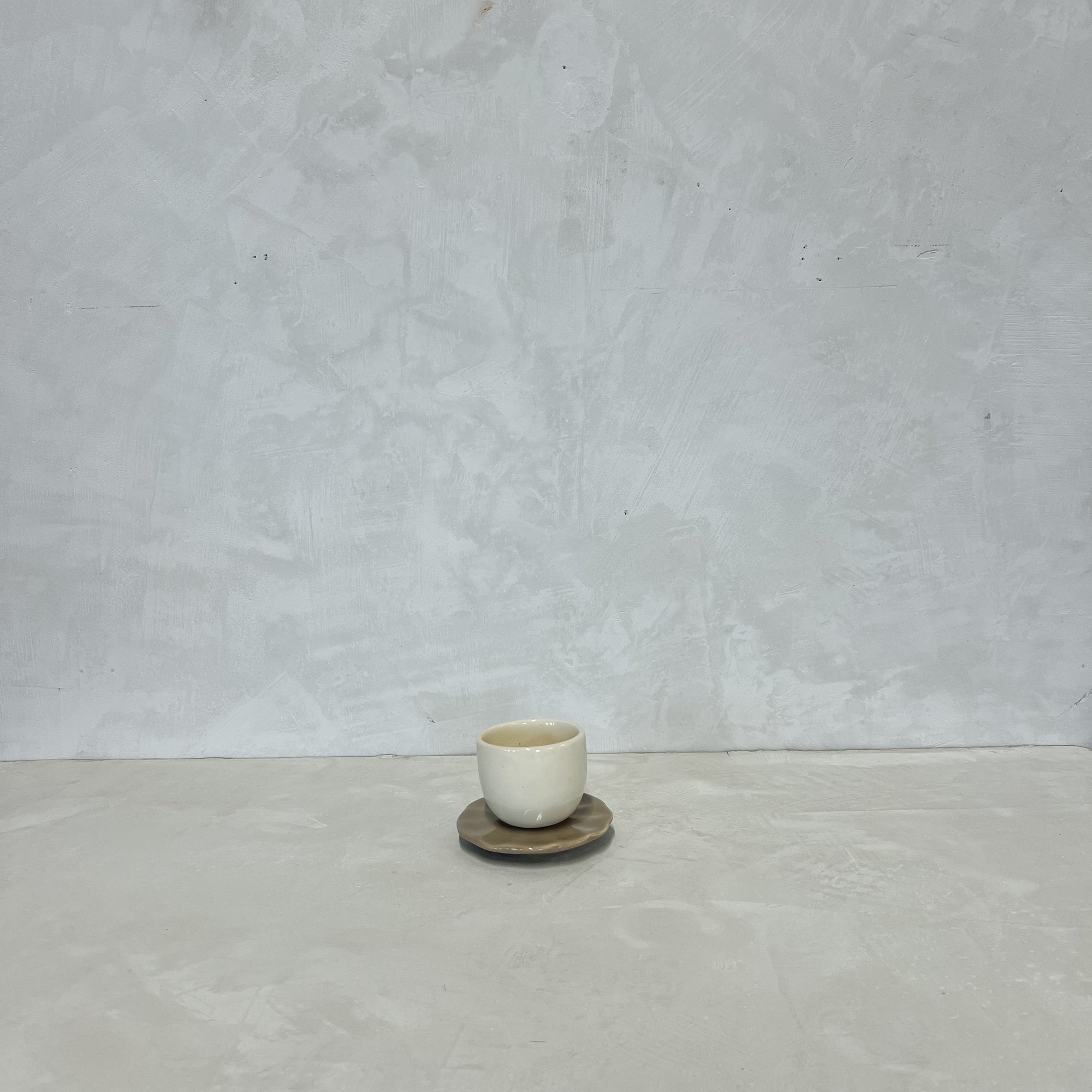 Gloss White Espresso Cup with Fawn Saucer Second