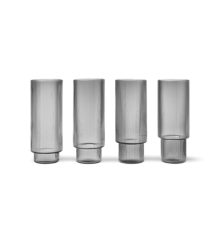 Ripple Long Drink Glasses by Ferm Living - Set of 4