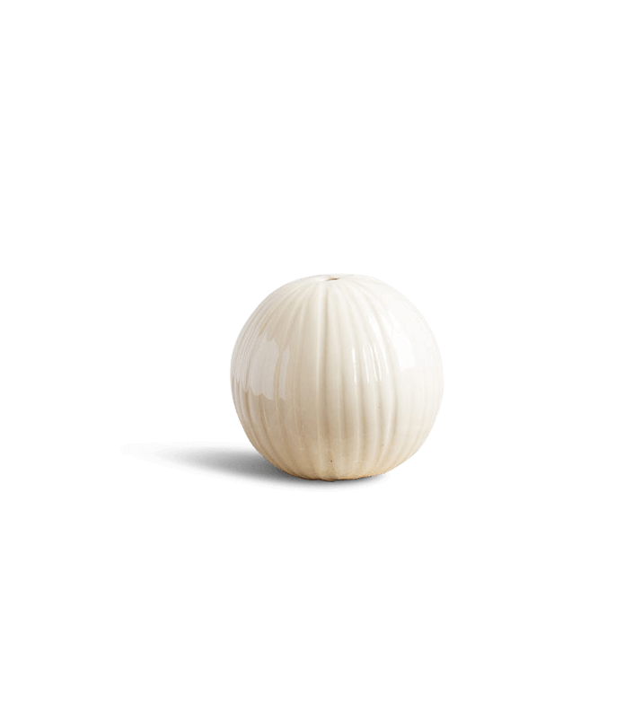 Reeded White Gloss Sphere Vase